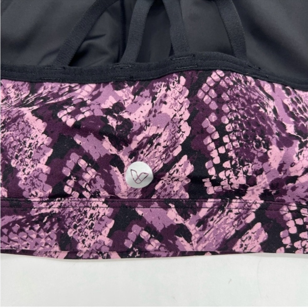 Lane Bryant Livi Active Womens Sports Bra Purple Black Snakeskin Mesh Plus 16 - Picture 6 of 8